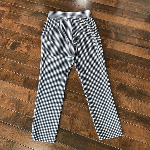 Zara Woman navy white gingham pants High rise Ankle Stretch Size 6 Casual Preppy - Picture 10 of 12